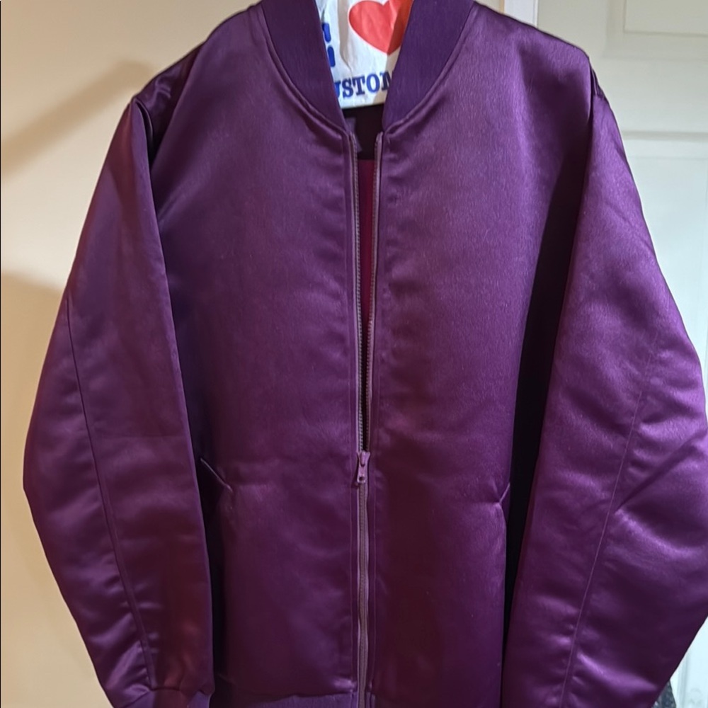 Purple Satin Bomber Jacket